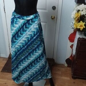 Faded Glory Teal and White A-Line Skirt